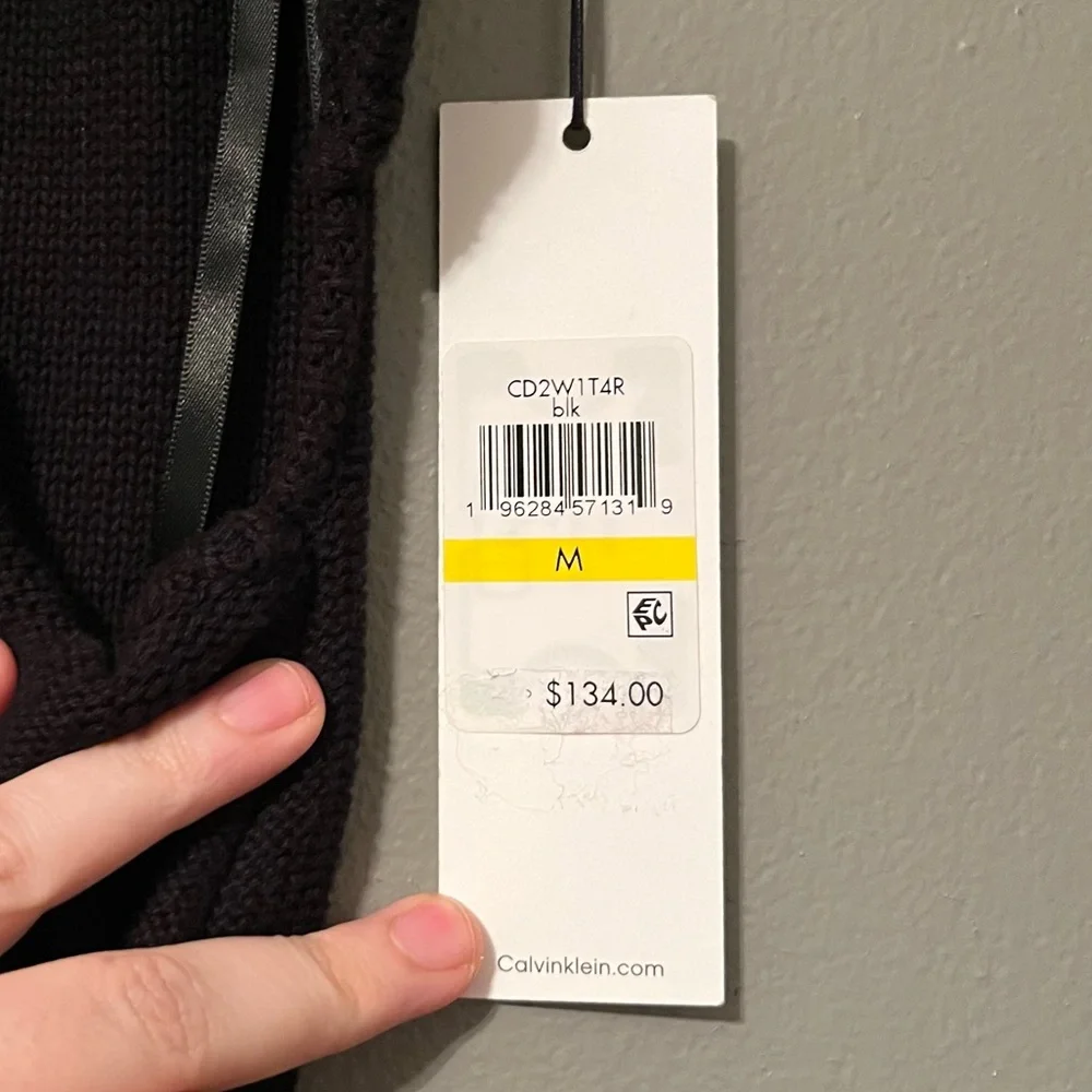 NWT Calvin Klein Sz Med Black Cut-Out Mid-Calf Sweater Dress!
